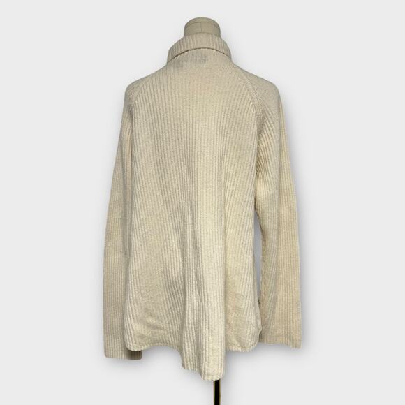 Theory Moving Rib Cashmere Foldover Collar Turtleneck Sweater Size Medium - Picture 4 of 8